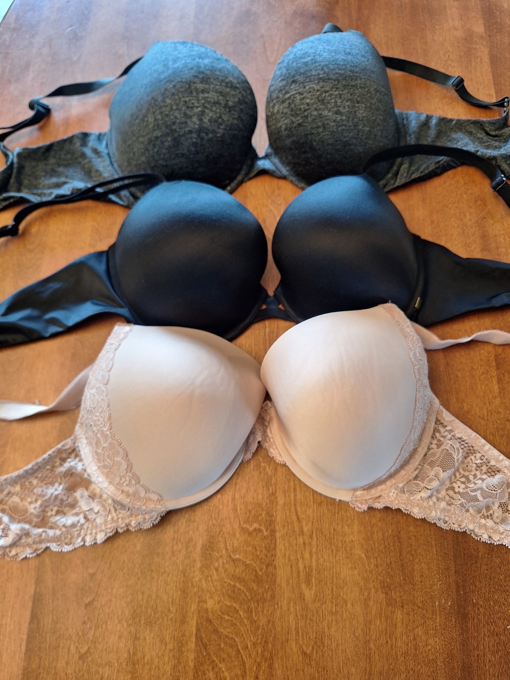 Victoria's Secret 3-Pack  Bras - Black, Gray & Nude